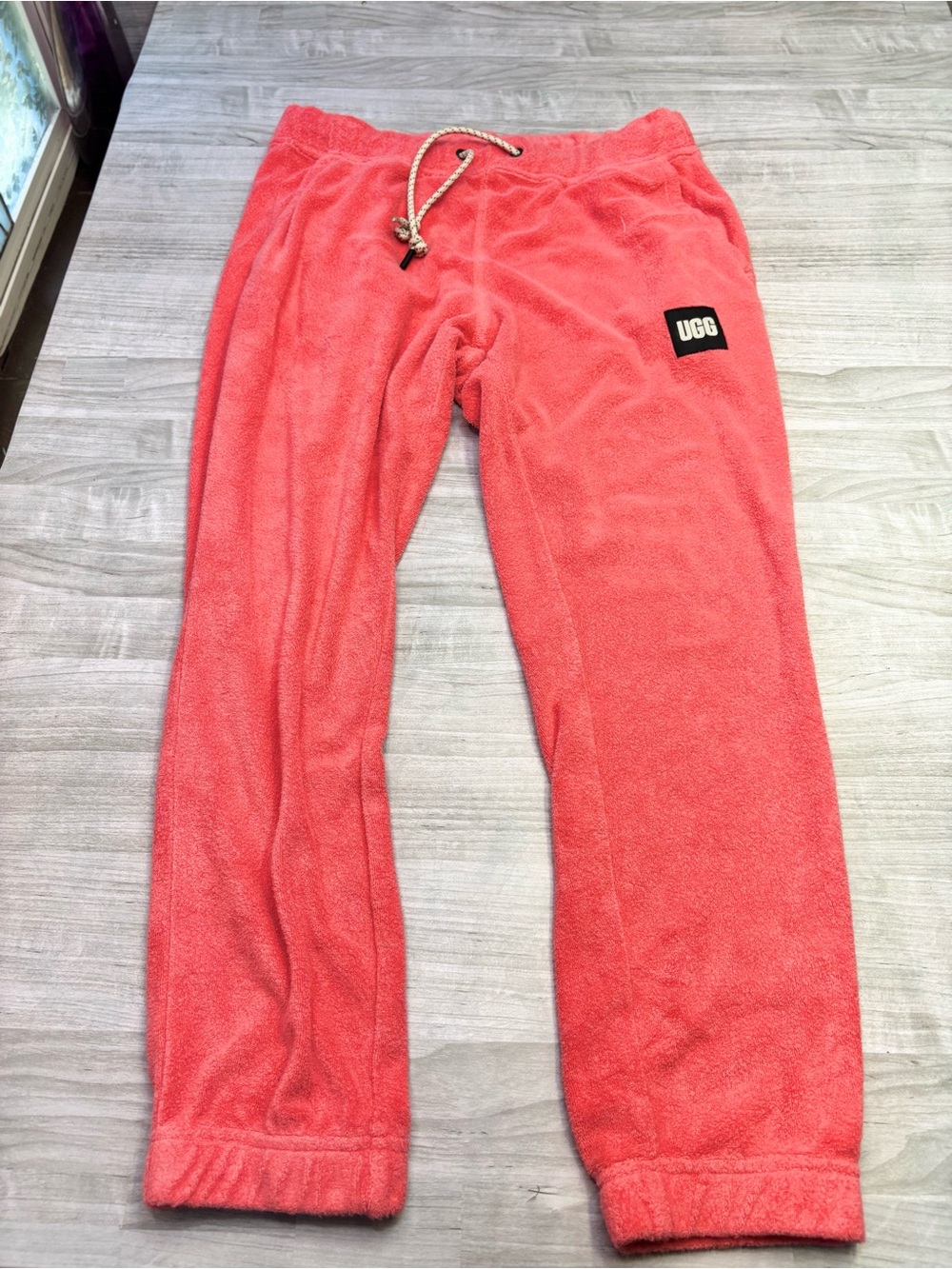 UGG Coral Terry Cloth Lounge Pants Jogger Rope Nautical Drawstring Size Medium